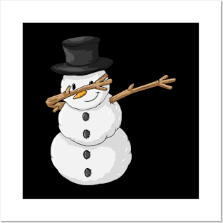 Dabbing Snowman Funny Kids Christmas Gift Posters and Art